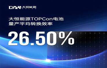 再创新高！大恒能源topcon电池量产转换效率达26.50%
